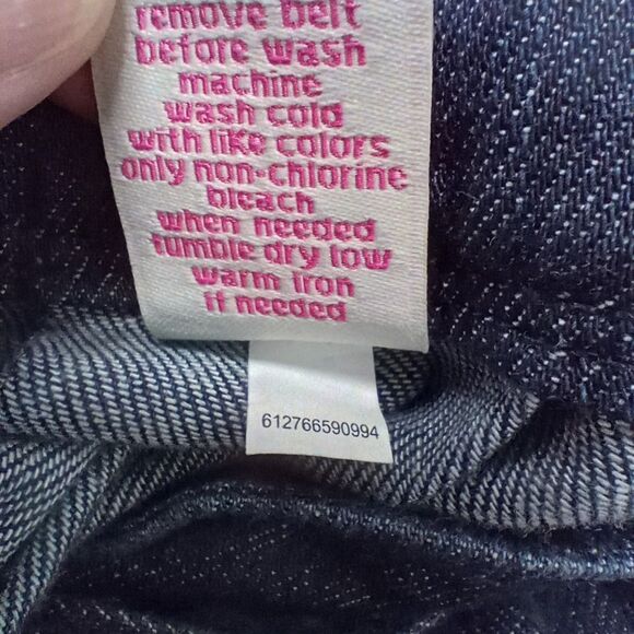 Vintage Candies Pleated Denim Mini Skirt. Sz 7 Studded Double Belt. Y2K side zip - Picture 8 of 10